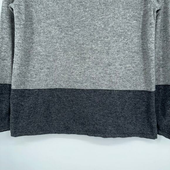 VINCE 100% Cashmere Color Block Crew Neck Sweater Long Sleeve Oversized Gray - Picture 5 of 12